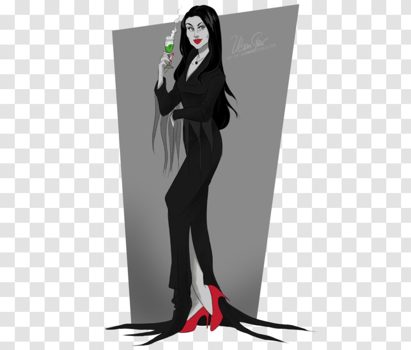 Morticia Addams Wednesday Gothic Fashion Artist - Silhouette Transparent PNG