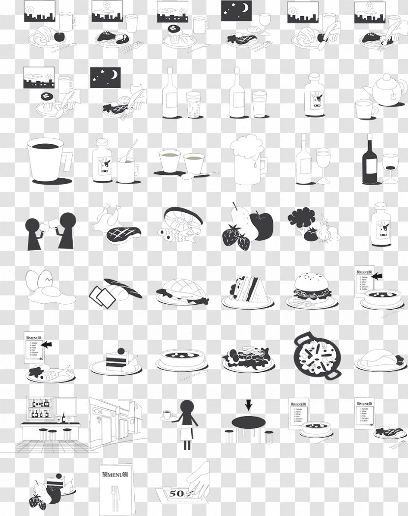 Food Eating Nutrition Education Restaurant - Monochrome - Seabed Drawing Transparent PNG
