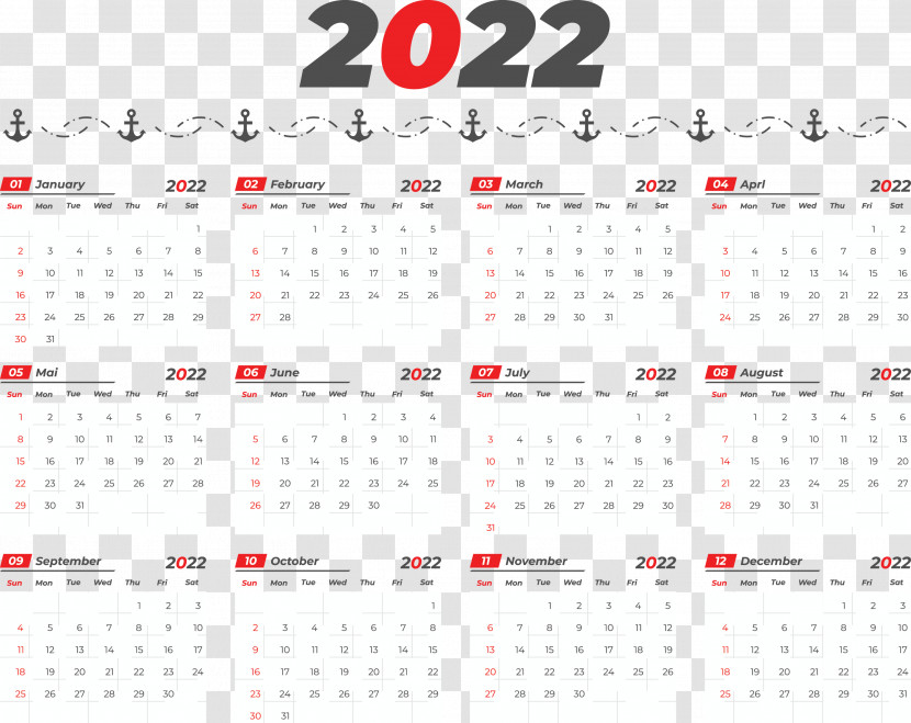 2022 Yearly Calendar Printable 2022 Yearly Calendar Template Transparent PNG