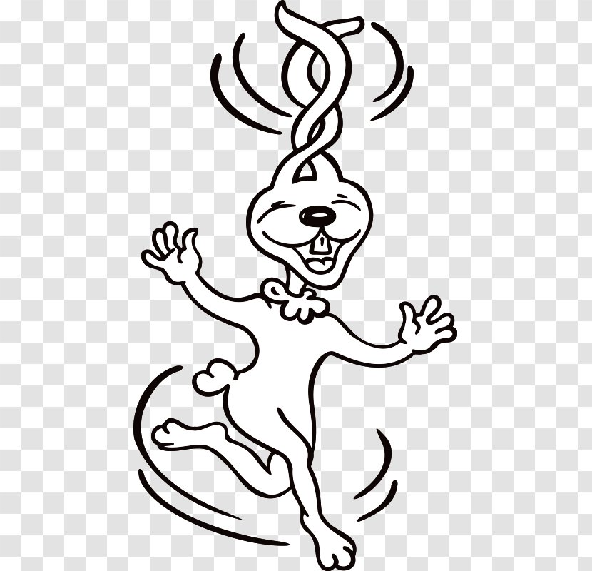 Black And White Rabbit Clip Art - Silhouette - Super Cute Bunny Lines Transparent PNG
