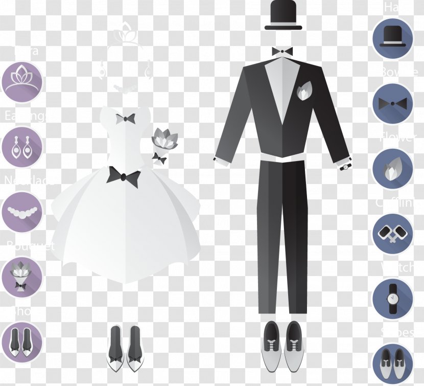 Formal Wear Suit Bridegroom Wedding Dress - Sleeve - Vector Hand-painted Dresses And Suits Transparent PNG