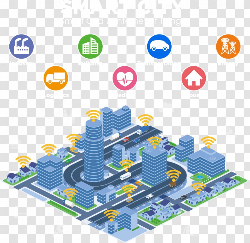 Smart City Grid Internet Of Things Illustration - Area - Vector Blue Building Floor Transparent PNG