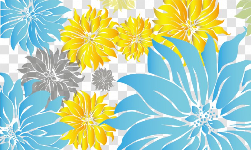 Chrysanthemum Flora Petal Pattern - Yellow - Simple Floral Decoration Transparent PNG