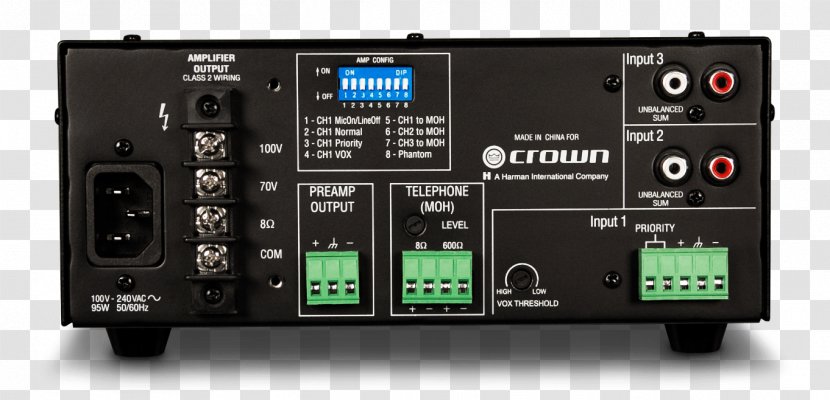 Audio Power Amplifier Crown 160MA Mixers 135MA - Volt - Bass Volume Transparent PNG