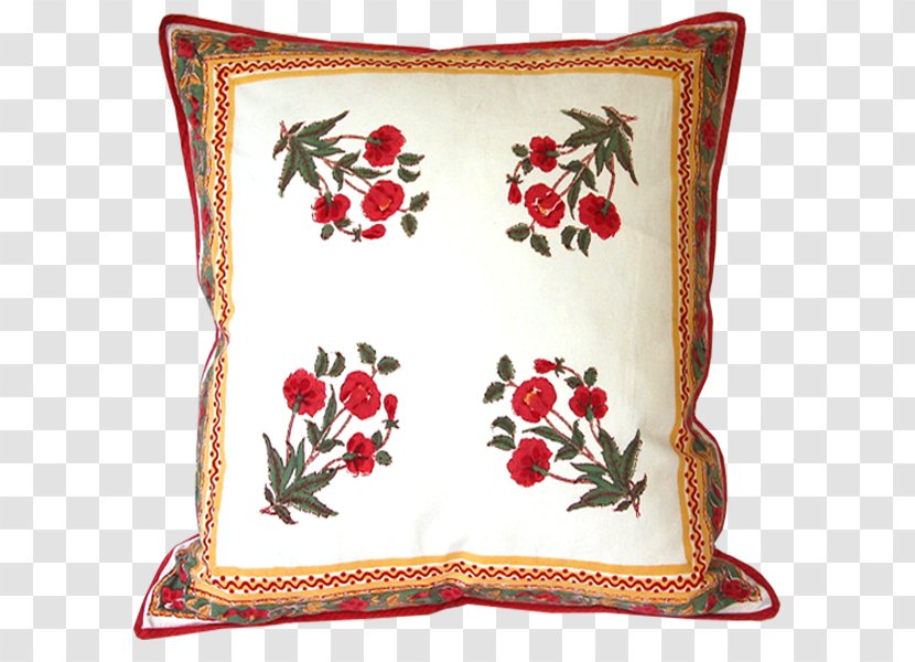 Throw Pillows Pacific Rose Textile Embroidery - Hand Block Printing Method Transparent PNG