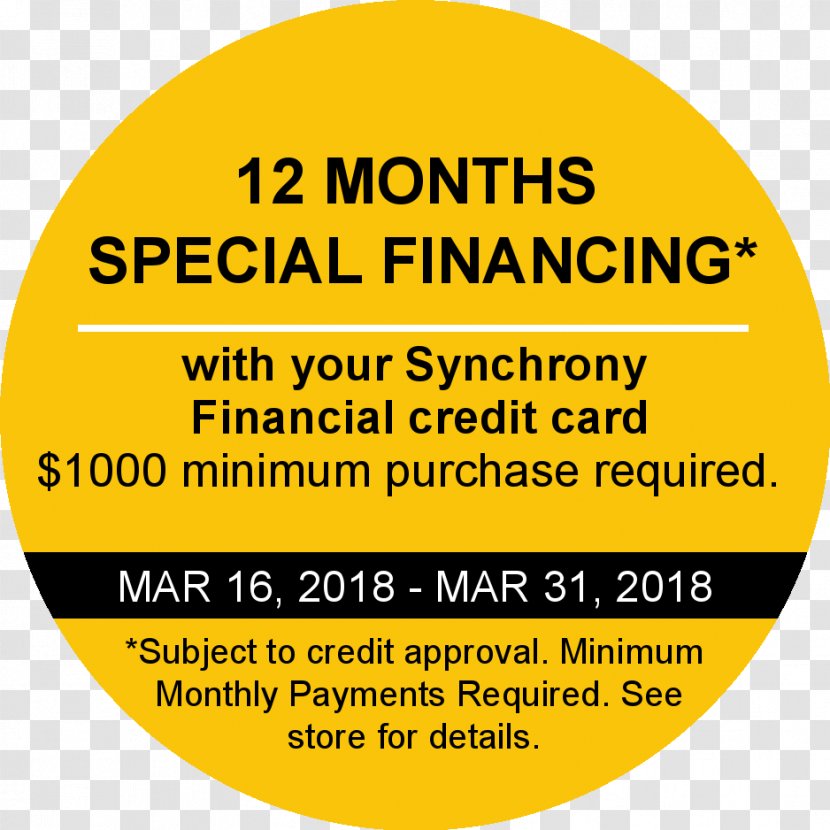 Finance Synchrony Financial Credit Card Payment - Yellow - American Furniture Transparent PNG