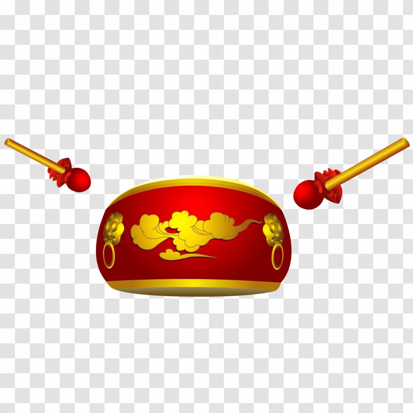 Download Drum - Yellow - Red China Wind Creative Percussion Transparent PNG