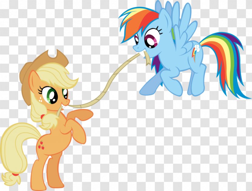 Applejack Rainbow Dash Pinkie Pie Twilight Sparkle Pony - Silhouette - Tug Of War Transparent PNG