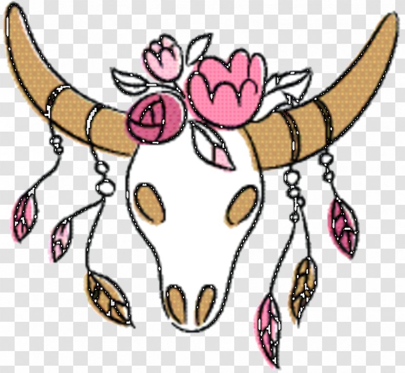 Pink Flower Cartoon - Ox Bull Transparent PNG
