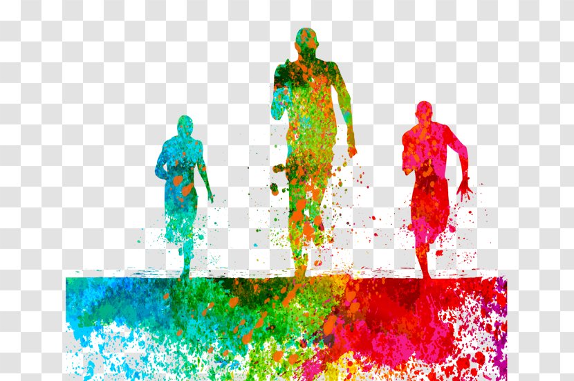 Trail Running Sport Cross Country Marathon - Organism - Watercolor Run Silhouette Figures Transparent PNG
