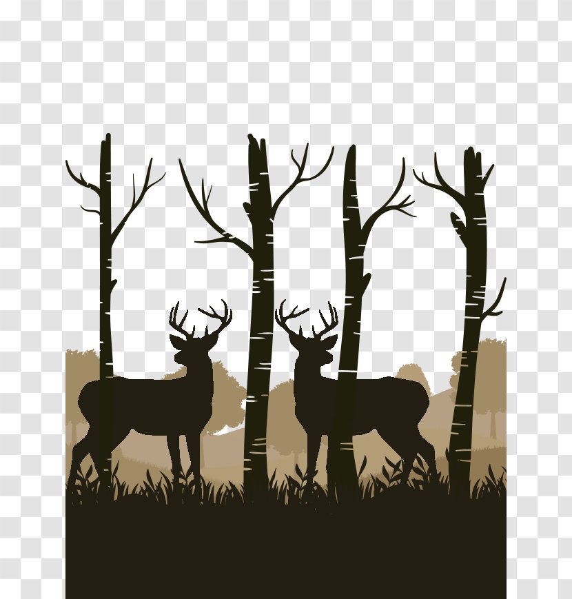 Reindeer Silhouette - Sticker - Mountains Transparent PNG