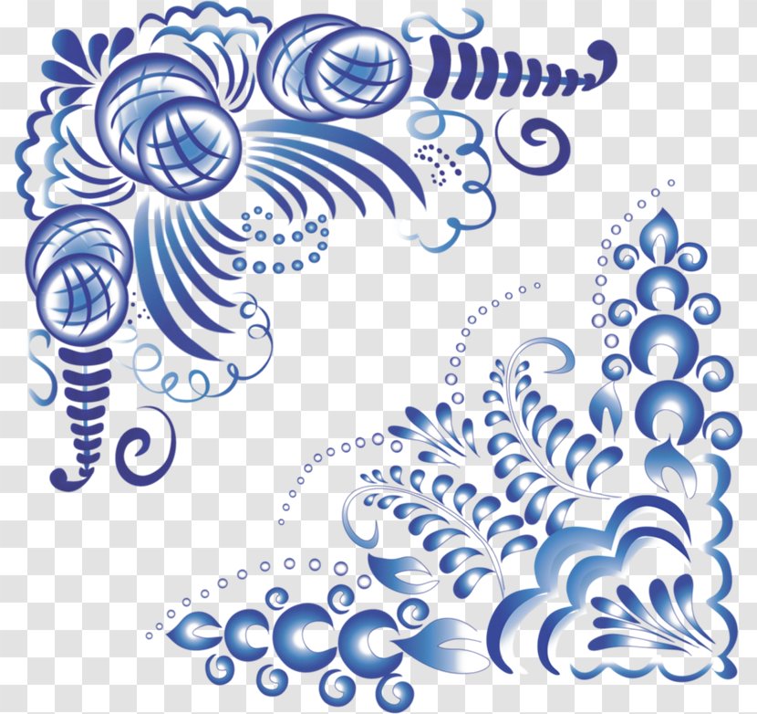 Gzhel Drawing Ornament Blue And White Pottery Ceramic - Symmetry - Color Tattoo Transparent PNG