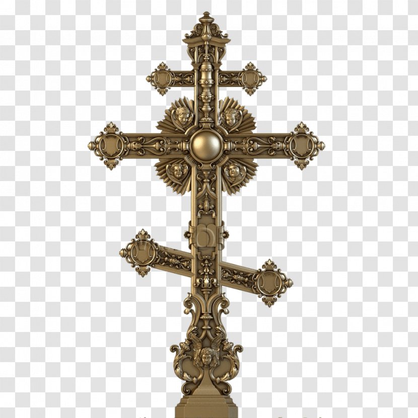 Crucifix Russian Orthodox Cross Bronze Brass Transparent PNG