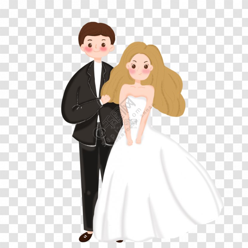 Bride And Groom Cartoon - Dress - Figurine Finger Transparent PNG