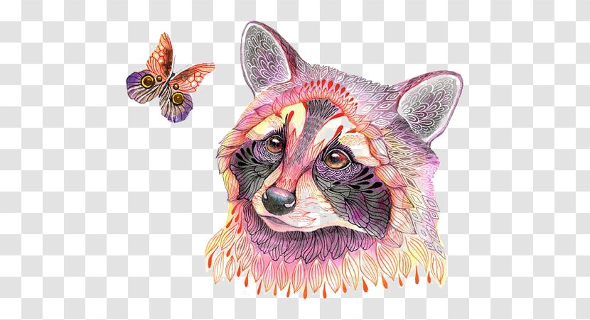 Raccoon Paper Watercolor Painting Art Illustration - Fauna - Cartoon Transparent PNG