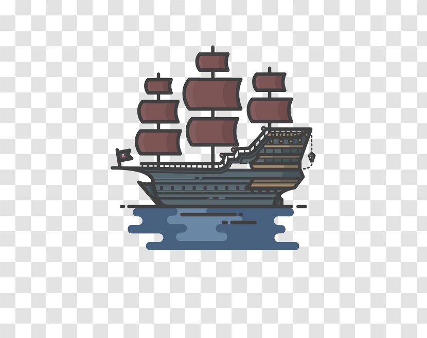 Sailing Ship Illustration - Flat Design - Ancient Transparent PNG