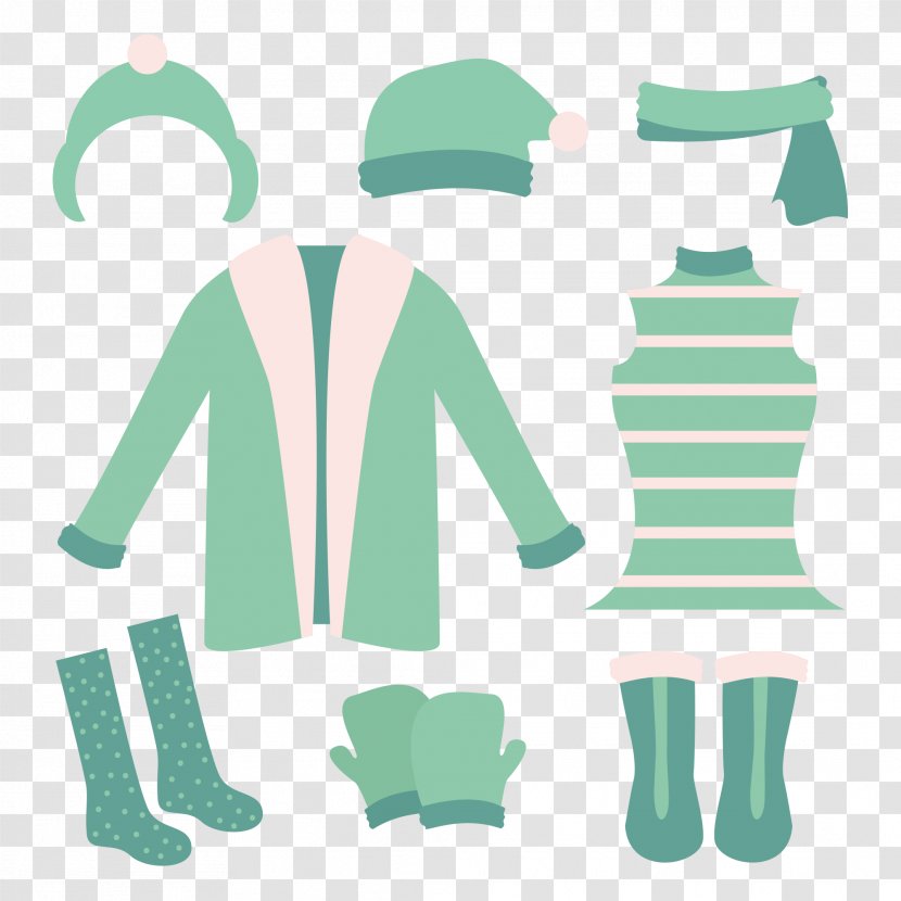 Winter Clothing Scarf Sweater - Vector Transparent PNG