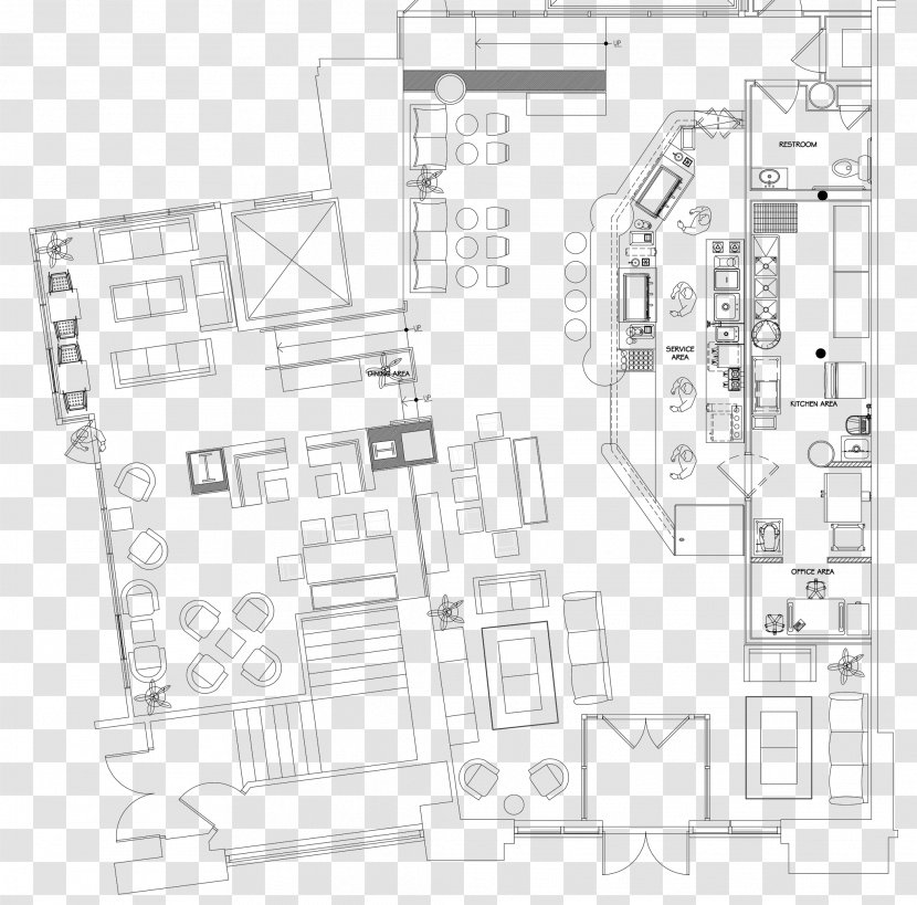 Floor Plan Cafe Coffee Design Kitchen - Diagram - Sketch Transparent PNG