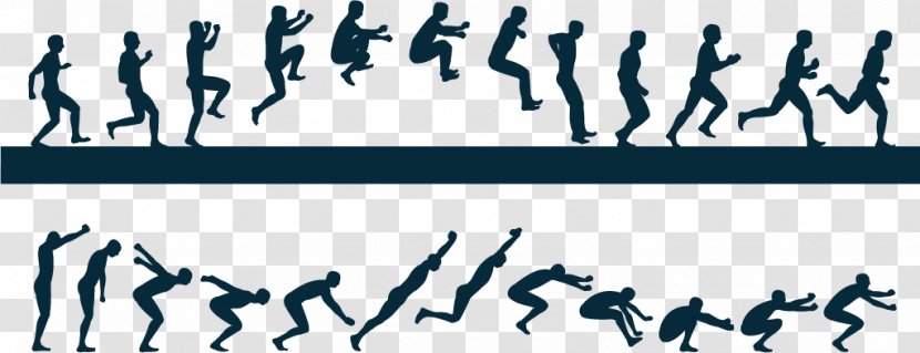 Silhouette Jumping Long Jump - Vexel - Continuous Action Vector Material Download, Transparent PNG