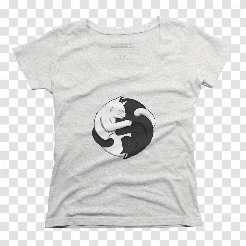 T-shirt Clothing Sleeve Scoop Neck - Yin Yang Cat Transparent PNG