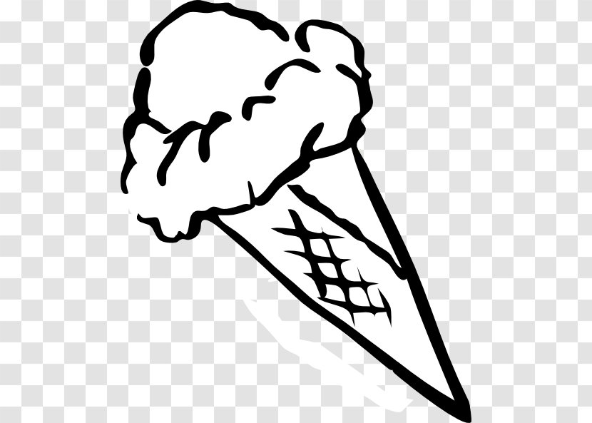 Ice Cream Cones Sundae Clip Art - Black And White Transparent PNG