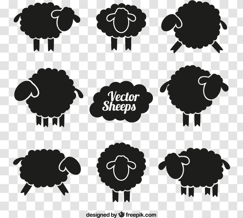 Sheep Silhouette Vector Material Download, - Merino - Watercolor Painting Transparent PNG