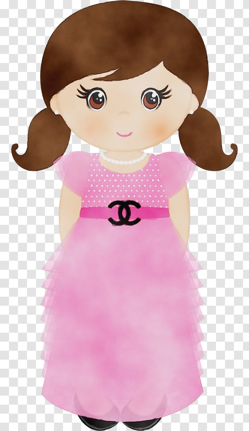 Cartoon Pink Cheek Brown Hair Animation Transparent PNG