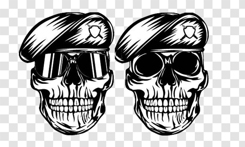 Skull Beret Stock Photography Royalty-free - Black And White - POLICE OFFICER Transparent PNG