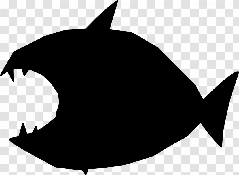 Clip Art Silhouette Shark Vector Graphics - Piranha - Fish Clipart Transparent PNG