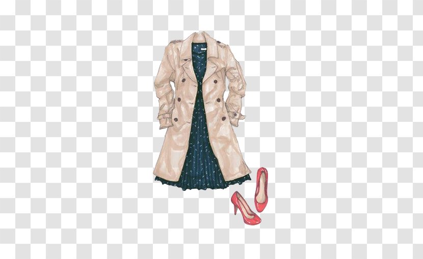 Fashion Illustration Drawing Coat - Plaid - With Autumn And Winter Transparent PNG