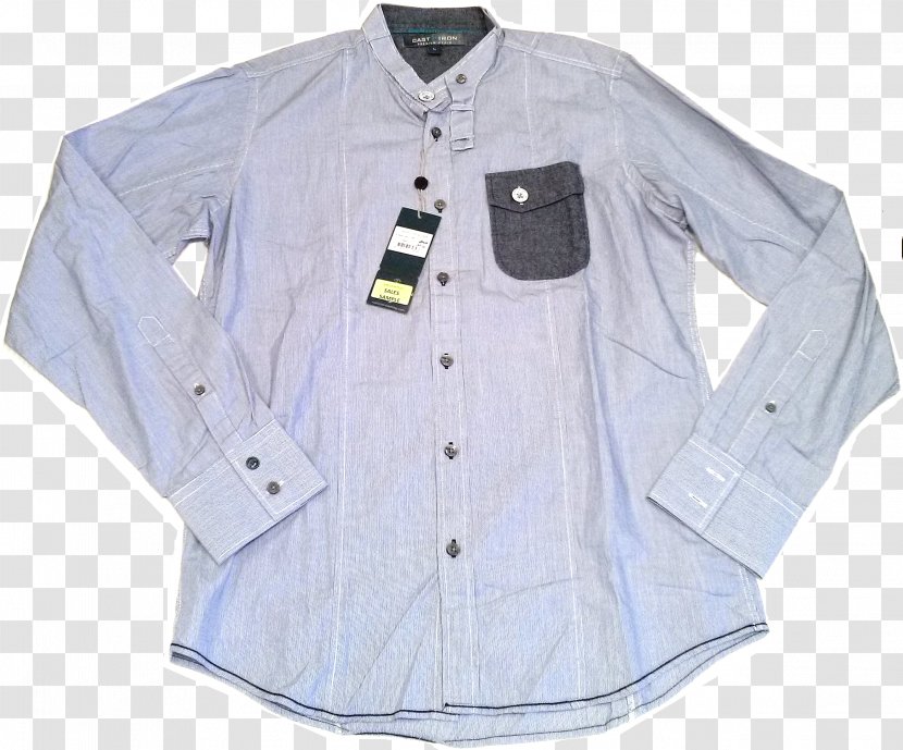 Dress Shirt Collar Blouse Button Outerwear - Blue Transparent PNG