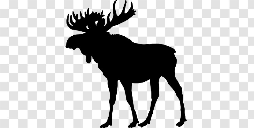 Moose Deer Silhouette Clip Art - Terrestrial Animal - Elk Antlers Transparent PNG