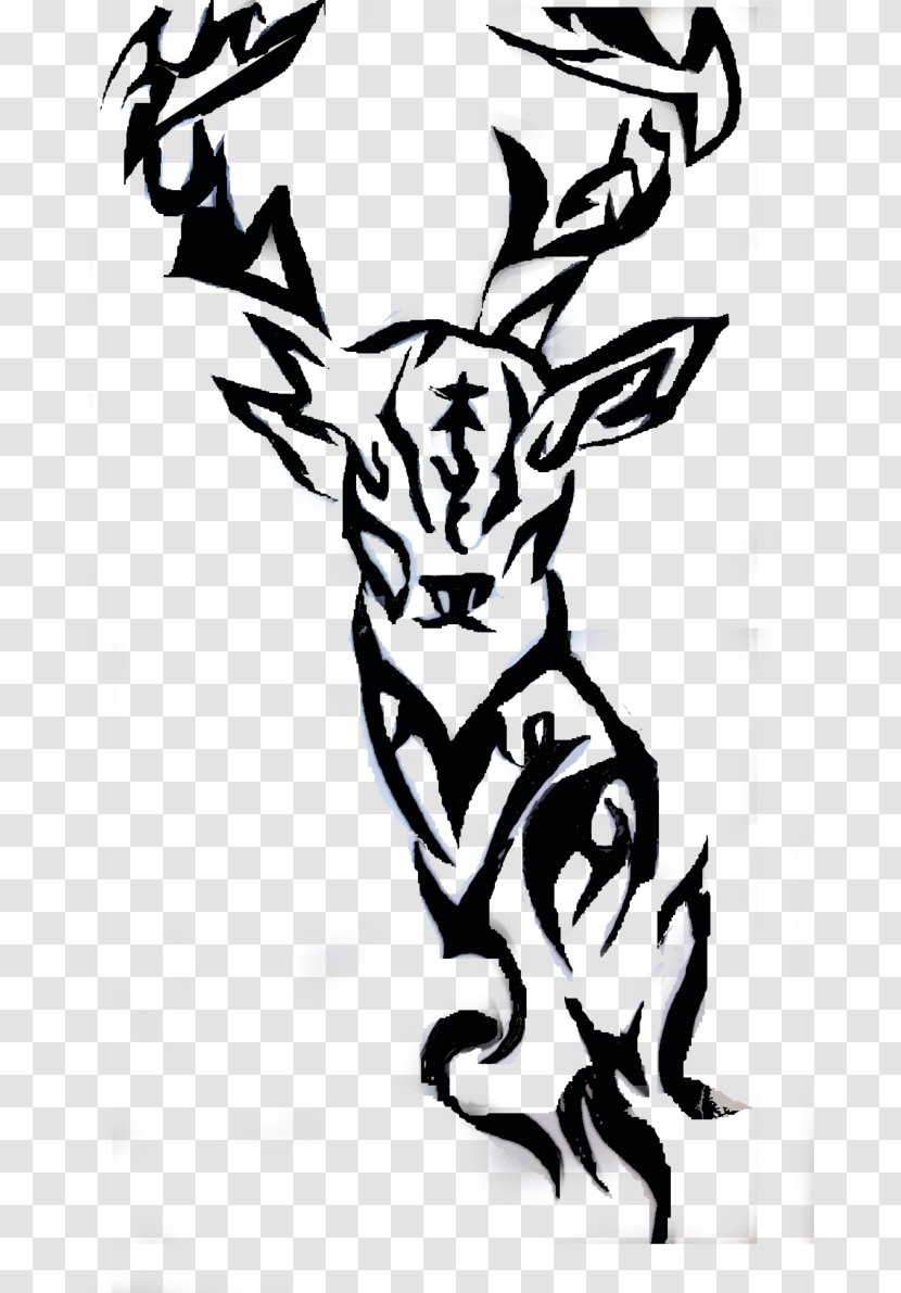Koi White-tailed Deer Elk Tattoo - Mehndi - Tribal Head Tattoos Transparent PNG
