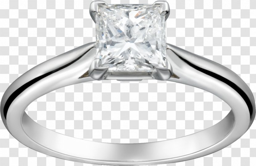 Engagement Ring Princess Cut Solitaire Cartier Brilliant - Jewellery Transparent PNG