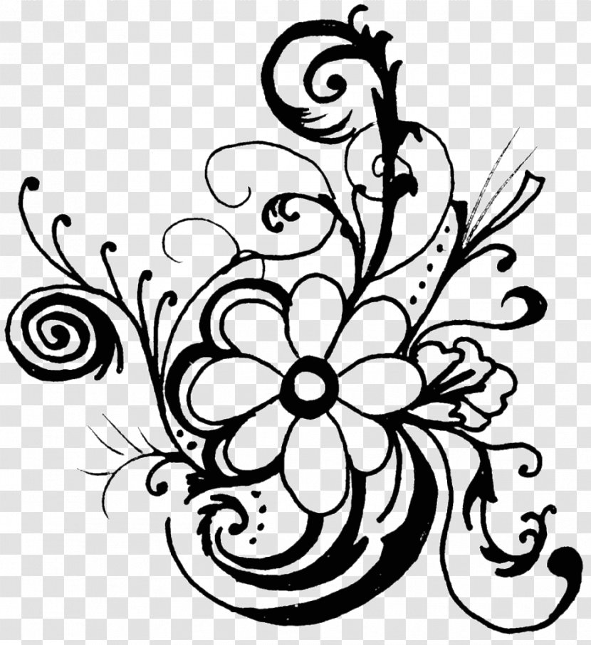 Flower Black And White Floral Design Clip Art - Monochrome Transparent PNG