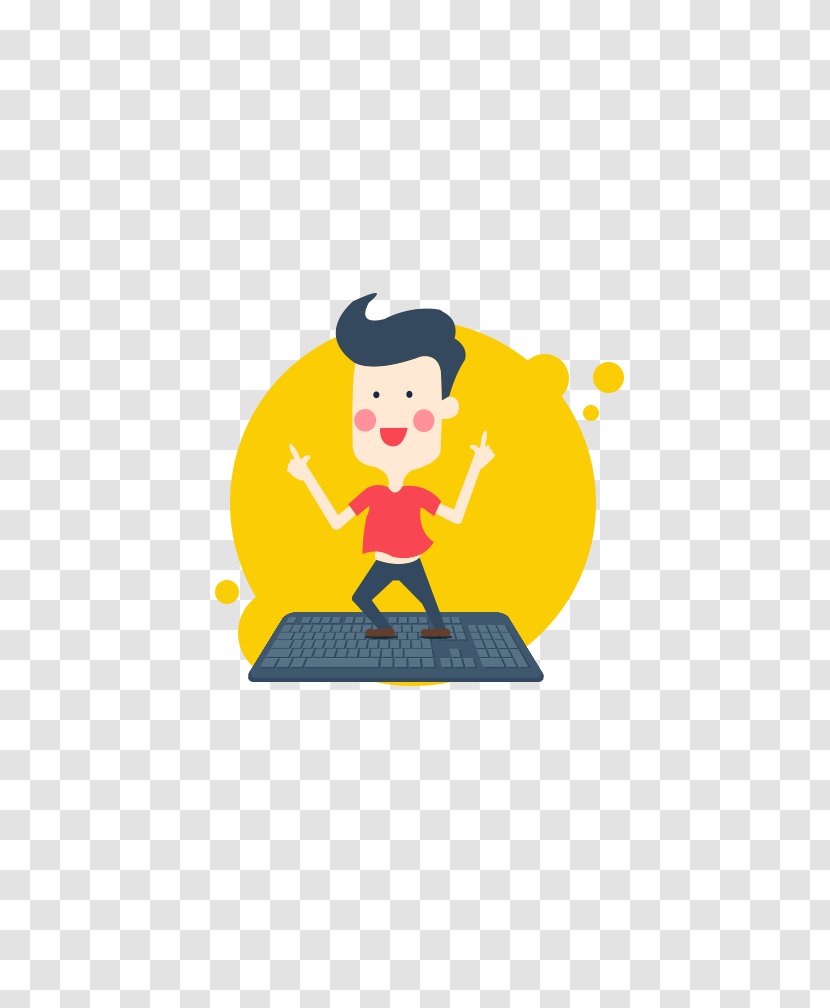 Computer Keyboard Cartoon Illustration - Material - Man Standing On The Transparent PNG