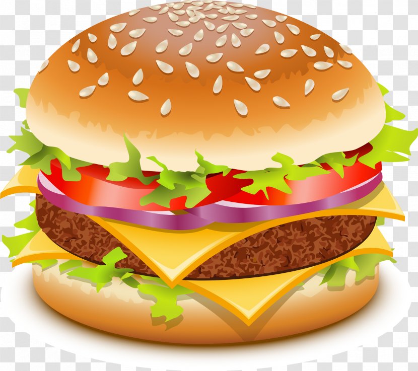 Hamburger Cheeseburger Veggie Burger Chicken Sandwich Fast Food - Hamburger, Image Mac Transparent PNG