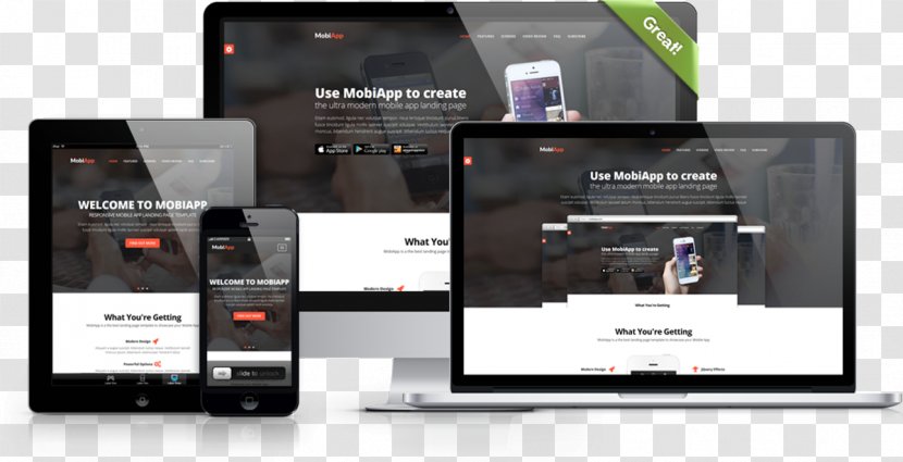 Responsive Web Design - Mobile App Template Transparent PNG