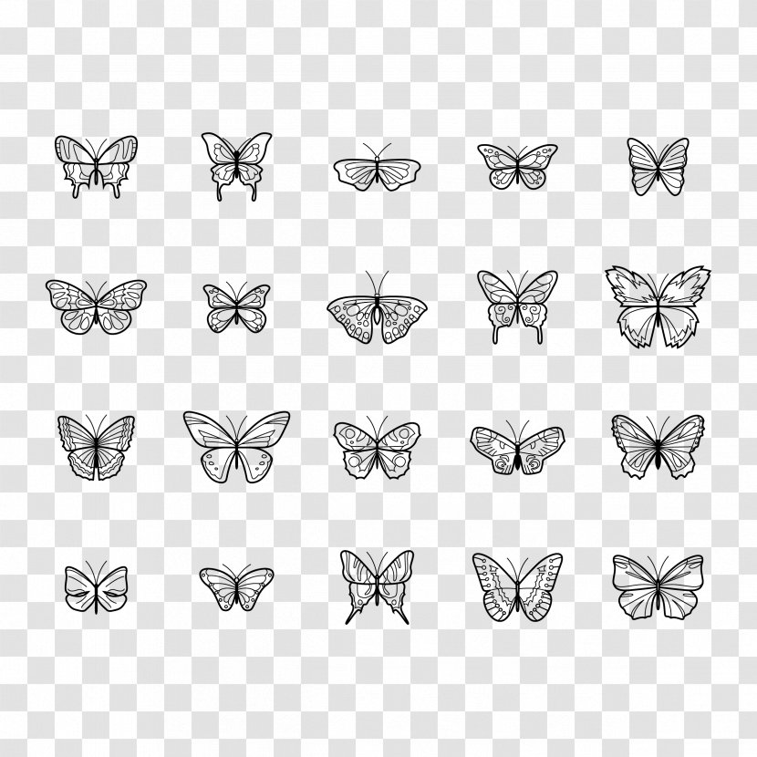 Butterfly Moth Wing Wild Flower Insect - Black And White - Self Harm Transparent PNG
