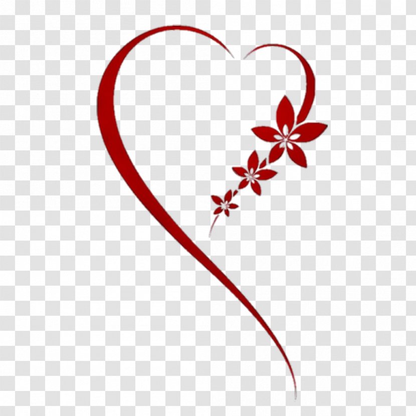 Heart Red Line Plant Pedicel - Flower Love Transparent PNG