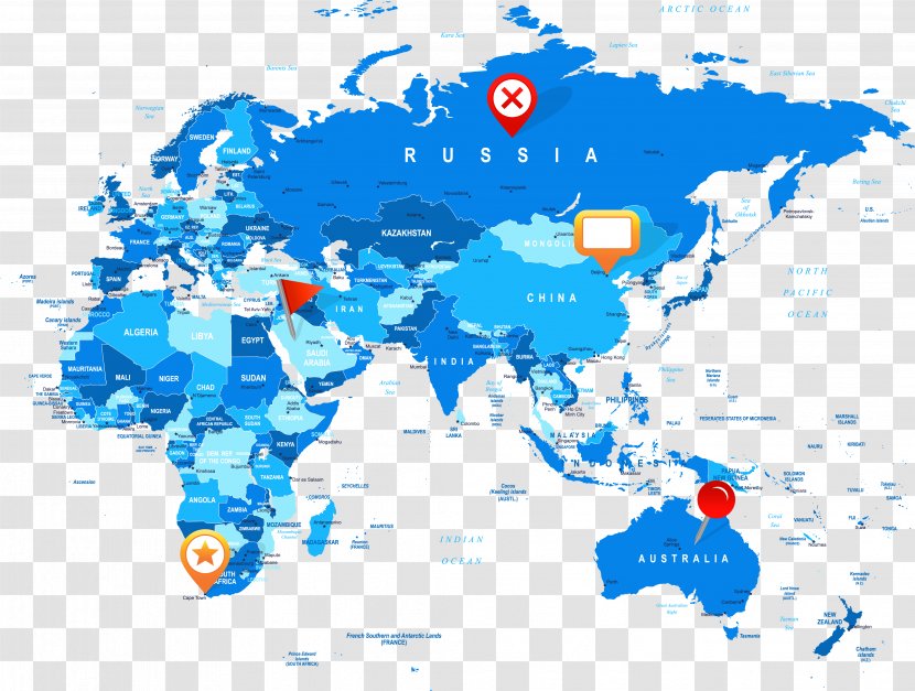 Globe World Map - Blue - Creative Vector Transparent PNG
