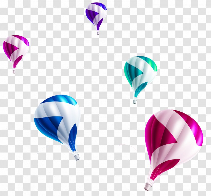 Hot Air Balloon Blue Red - Three-dimensional And Decoration Transparent PNG