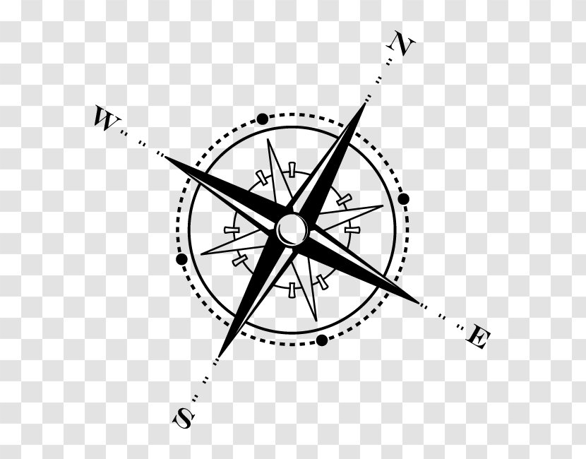 Compass Clip Art - Black And White Transparent PNG