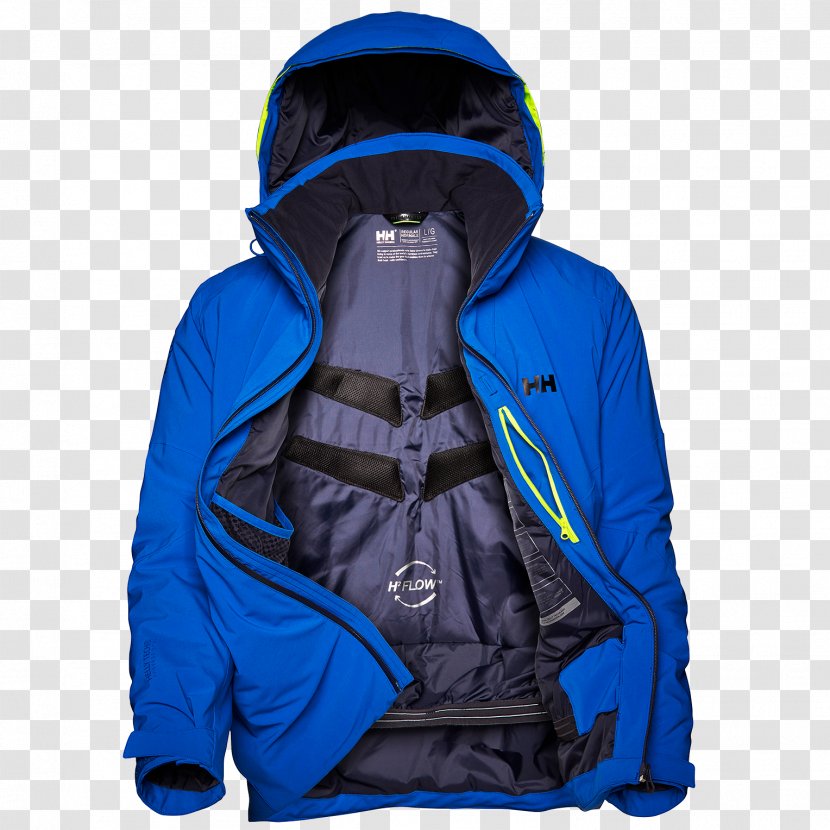 Hoodie Jacket Helly Hansen Ski Suit PrimaLoft - Electric Blue Transparent PNG