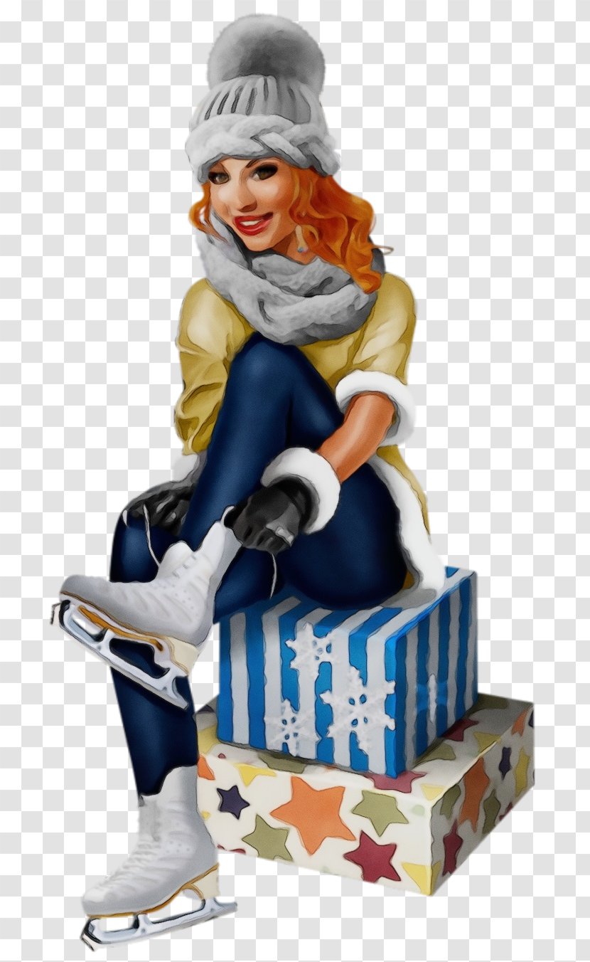 Figurine Toy Statue Sitting - Watercolor Transparent PNG