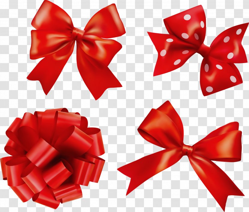 Red Ribbon Gift Wrapping Present Petal - Carmine Transparent PNG
