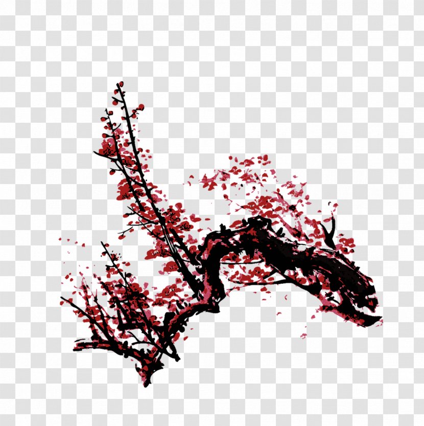 Plum Blossom Chinese Painting - Twig - Ink Transparent PNG