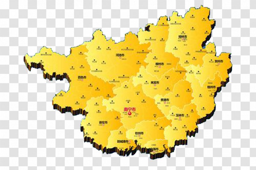 Guangxi Map - Vector - Yellow Of Transparent PNG