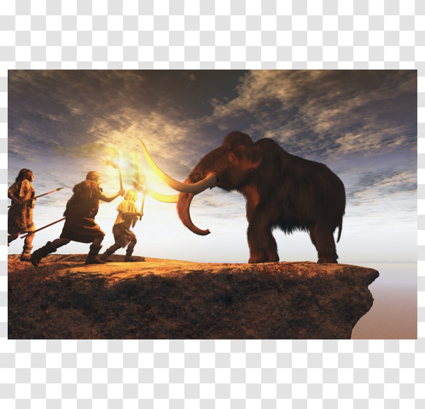 Neandertal Hunter-gatherer Hunting Stock Photography Prehistory - Mammoth Transparent PNG