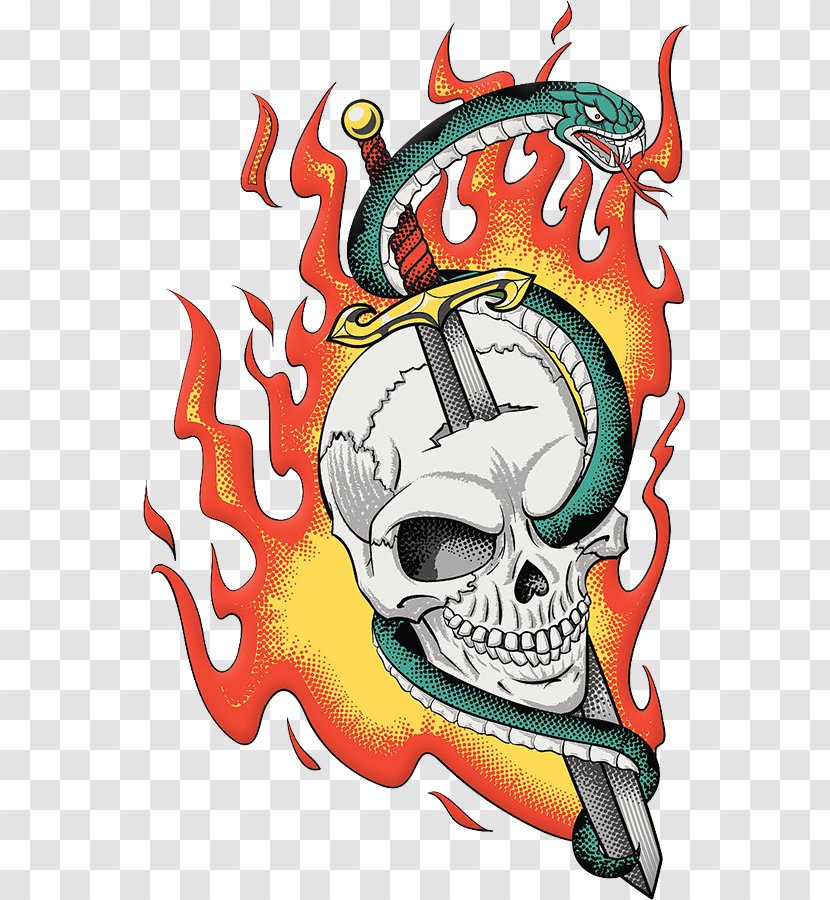 Snake Vector Skull Illustration - Bone - Flame Transparent PNG